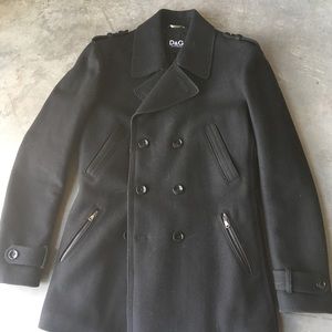 Dolce & Gabbana D&G black military pea coat wool